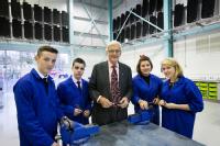 Lord Baker meets pupils at the WMG Academy for Young Engineers