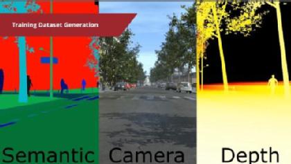 Picture shows an example of simulated camera data with ground truth - provided by rFpro