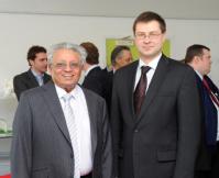 Lord Bhattacharyya with Mr Valdis Dombrovskis