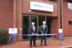 Professor Lord Bhattacharyya and Hans Fischer (Tata Steel) opening the Tata Steel Research Centre, Oct 2015