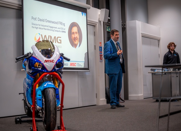 Professor David Greenwood speaking at the Veloris concept launch