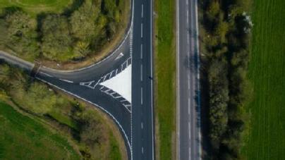 Empty rural road junction in the UK. 