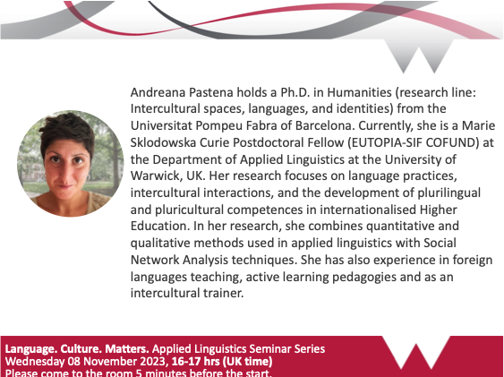 About the Speaker Dr Andreana Pastena