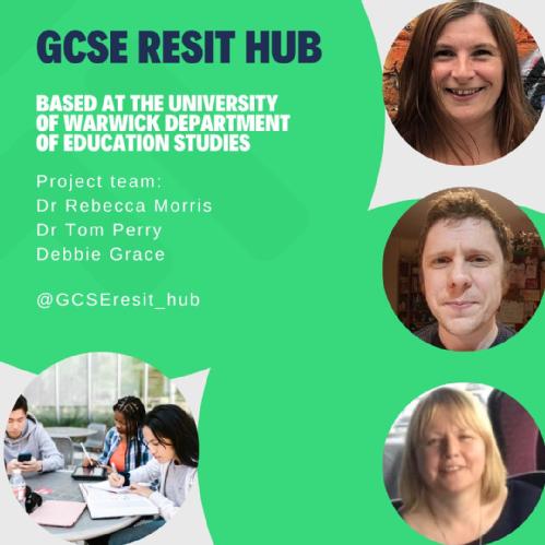 Poster for GCSE Resit Hub with photos of project team