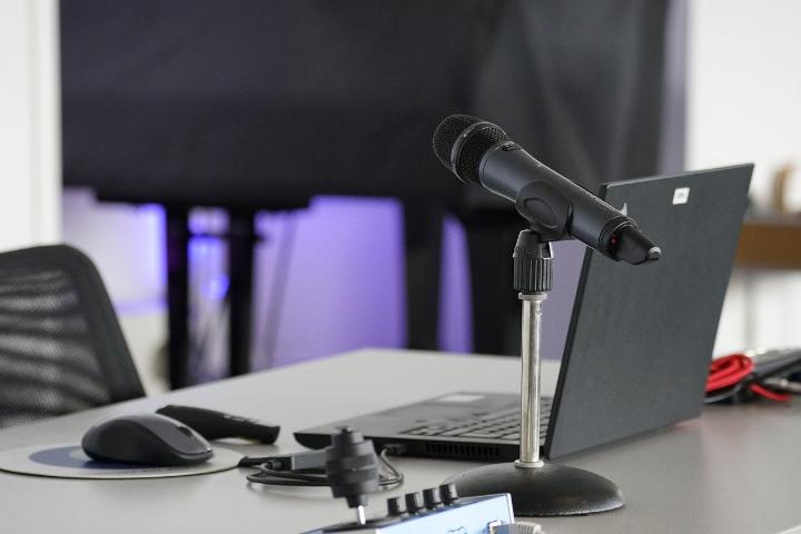 Laptop and microphone