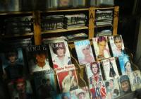 Vogue magazine covers on a stand