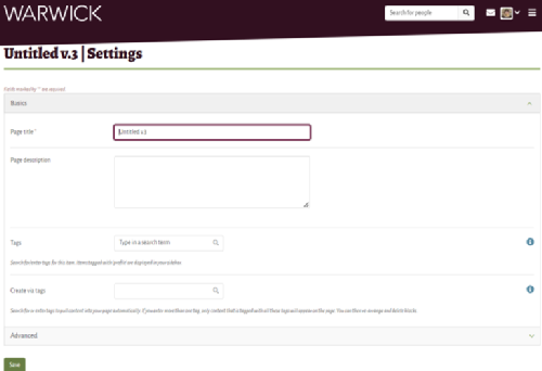 New page fields in Mahara
