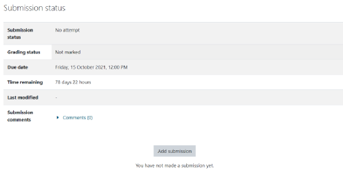 Moodle assignment submission interface