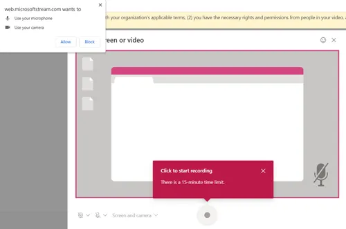 Microsoft Stream recording interface