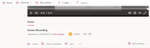 Microsoft Stream sharing interface