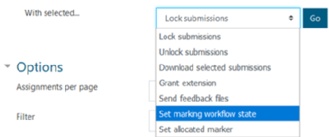 Moodle assignment set marking workflow screen shot