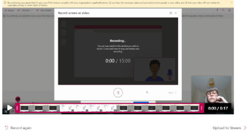 Microsoft Stream recording interface