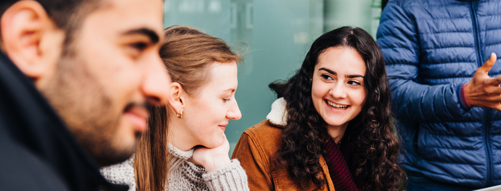 two economics students talking outside