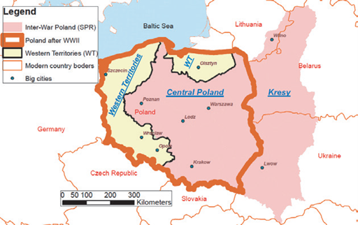 Map of Poland during the Second World War