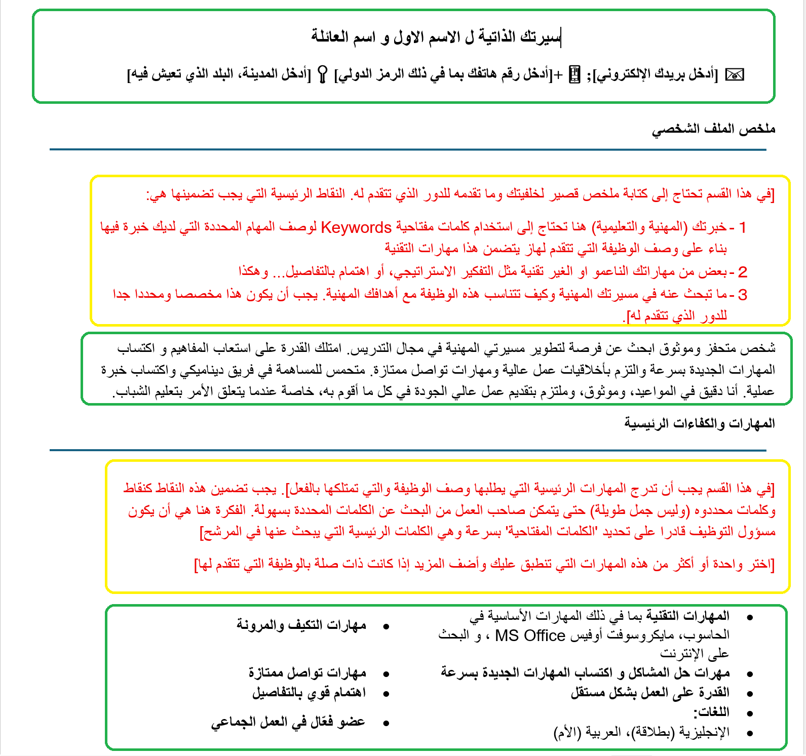 كمبيوتر- نموذج السيرة الذاتية مع الاجزاء السوداء و الحمراء