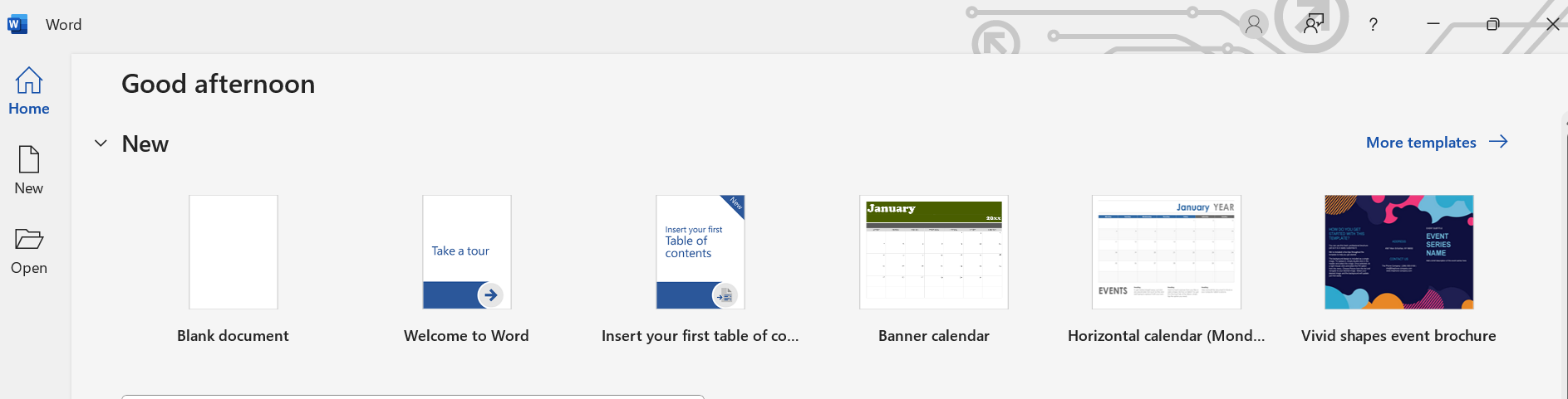 Openning a new MS Word document