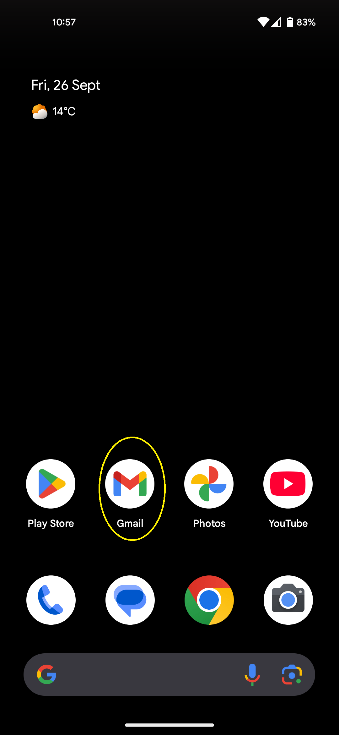 Accessing Gmail application from mobile phone