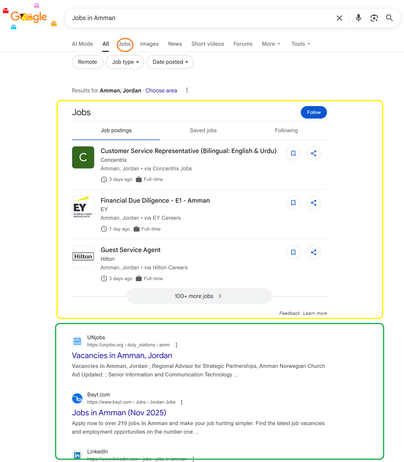 Search for jobs on Google
