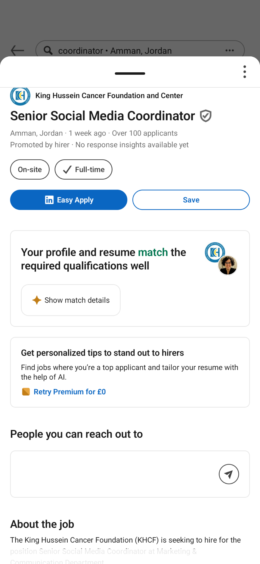 LinkedIn searching for jobs through mobile application- Step 5 (2 of 2)