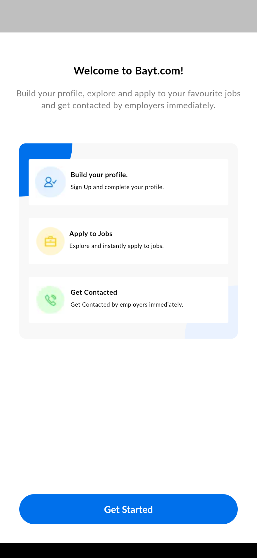 Step 1- Creating an account on Bayt- mobile application