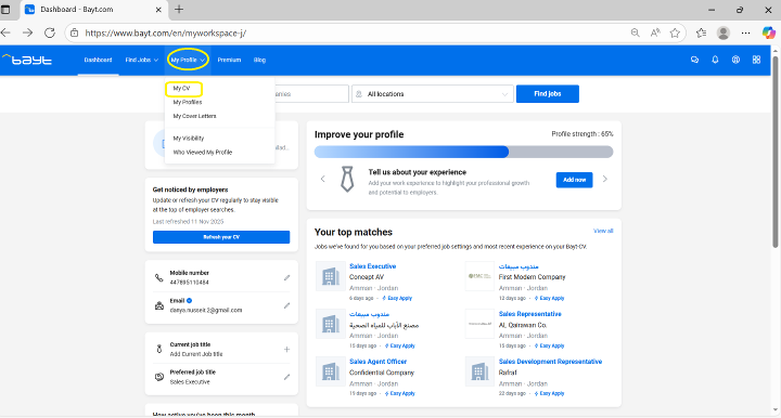 Accessing and changing Bayt profile- Using the website (computer/laptop)