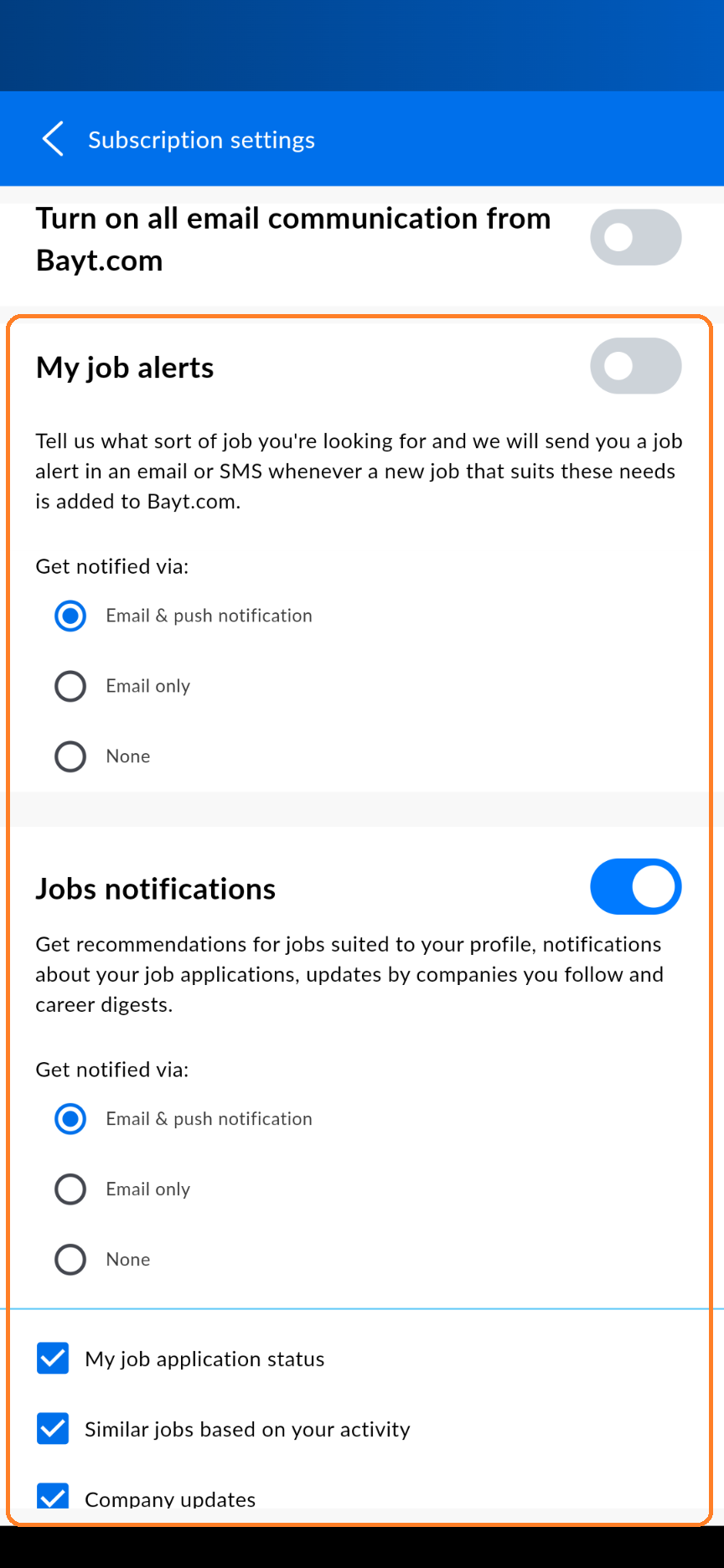 Step 3- Bayt job notifications and alerts- mobile application