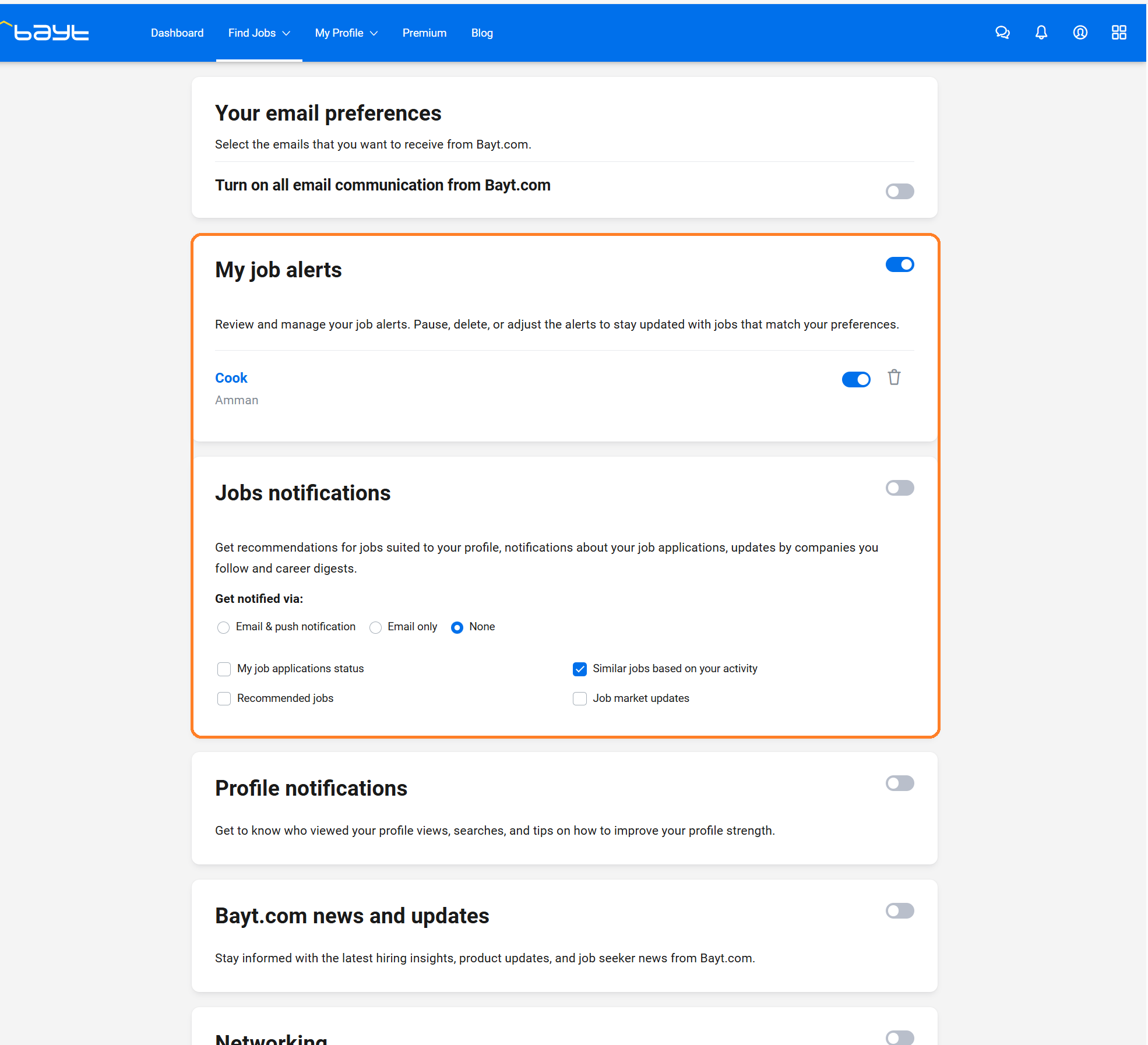 Step 3- Bayt job notifications and alerts- website (using computer/laptop)
