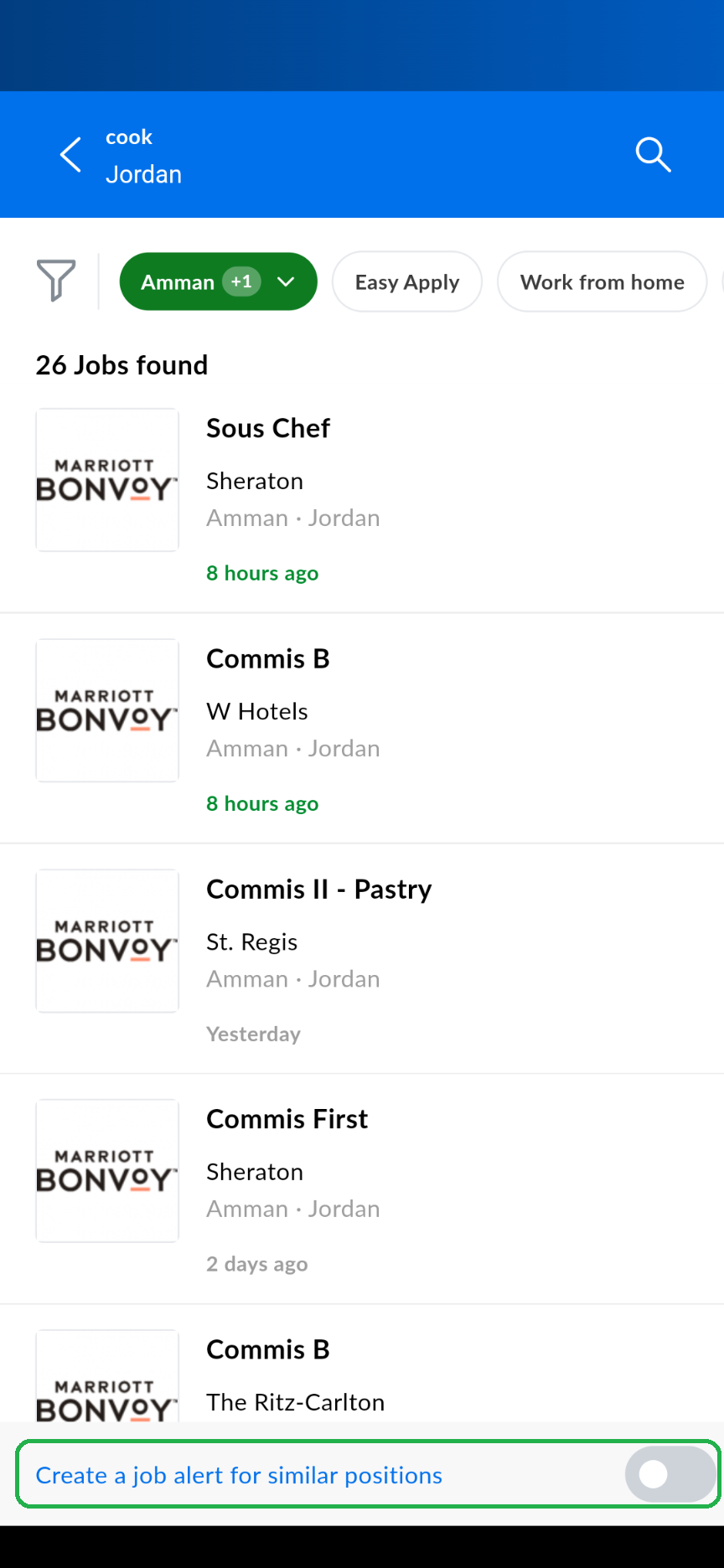 Setting up job alerts and notifications through job search LinkedIn- Mobile application