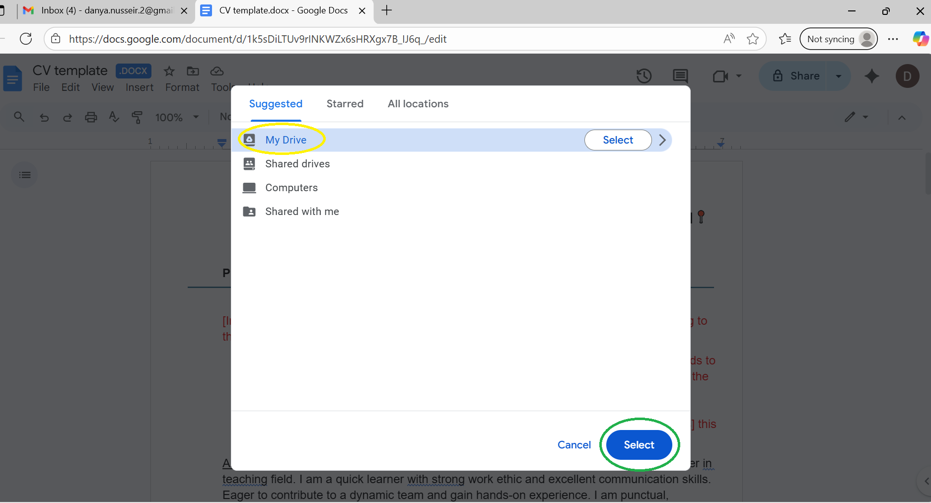 Step 4 - Change template copy location if needed on a computer