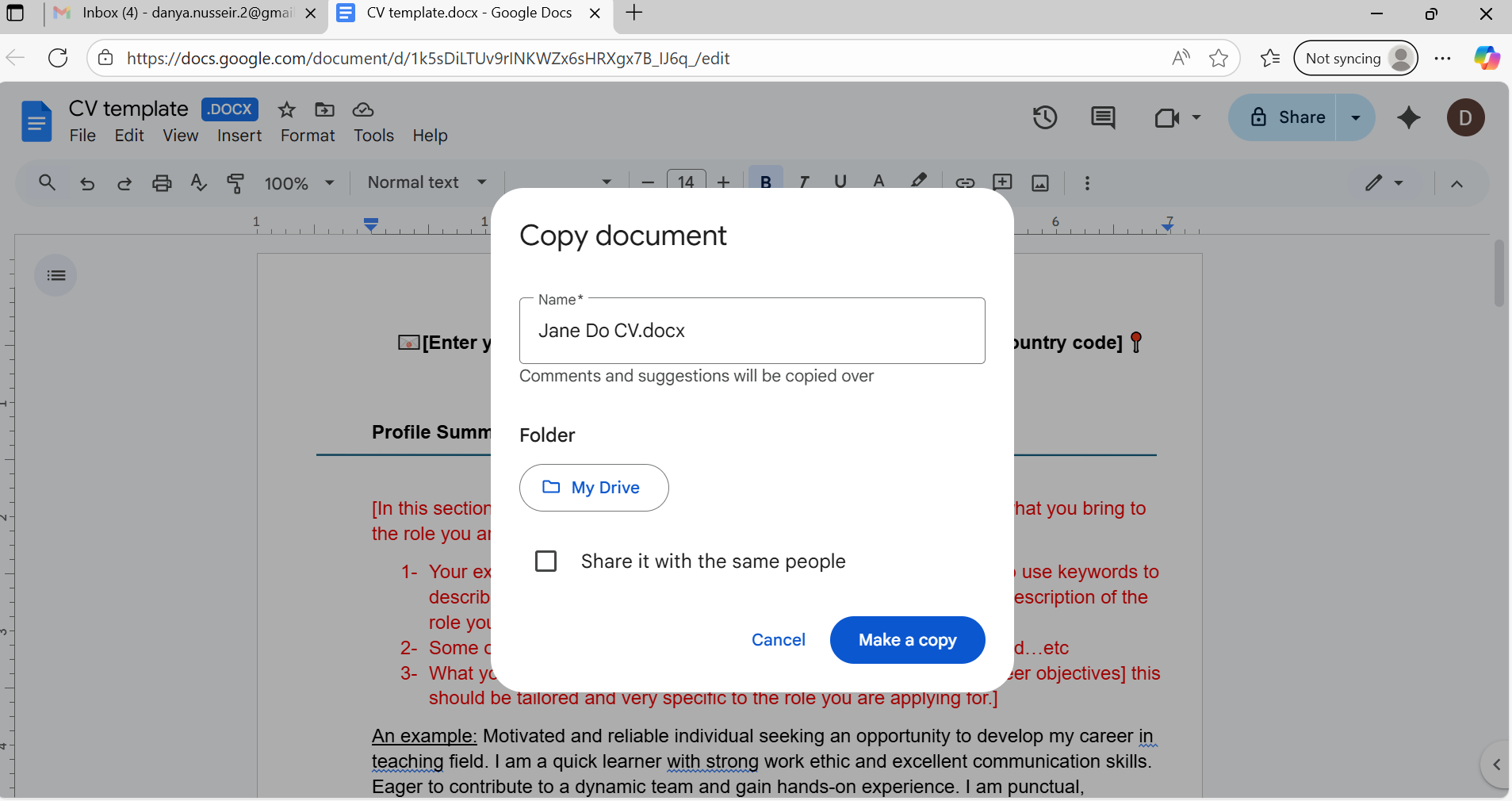 Step 5 - Check all information and create a copy on a computer
