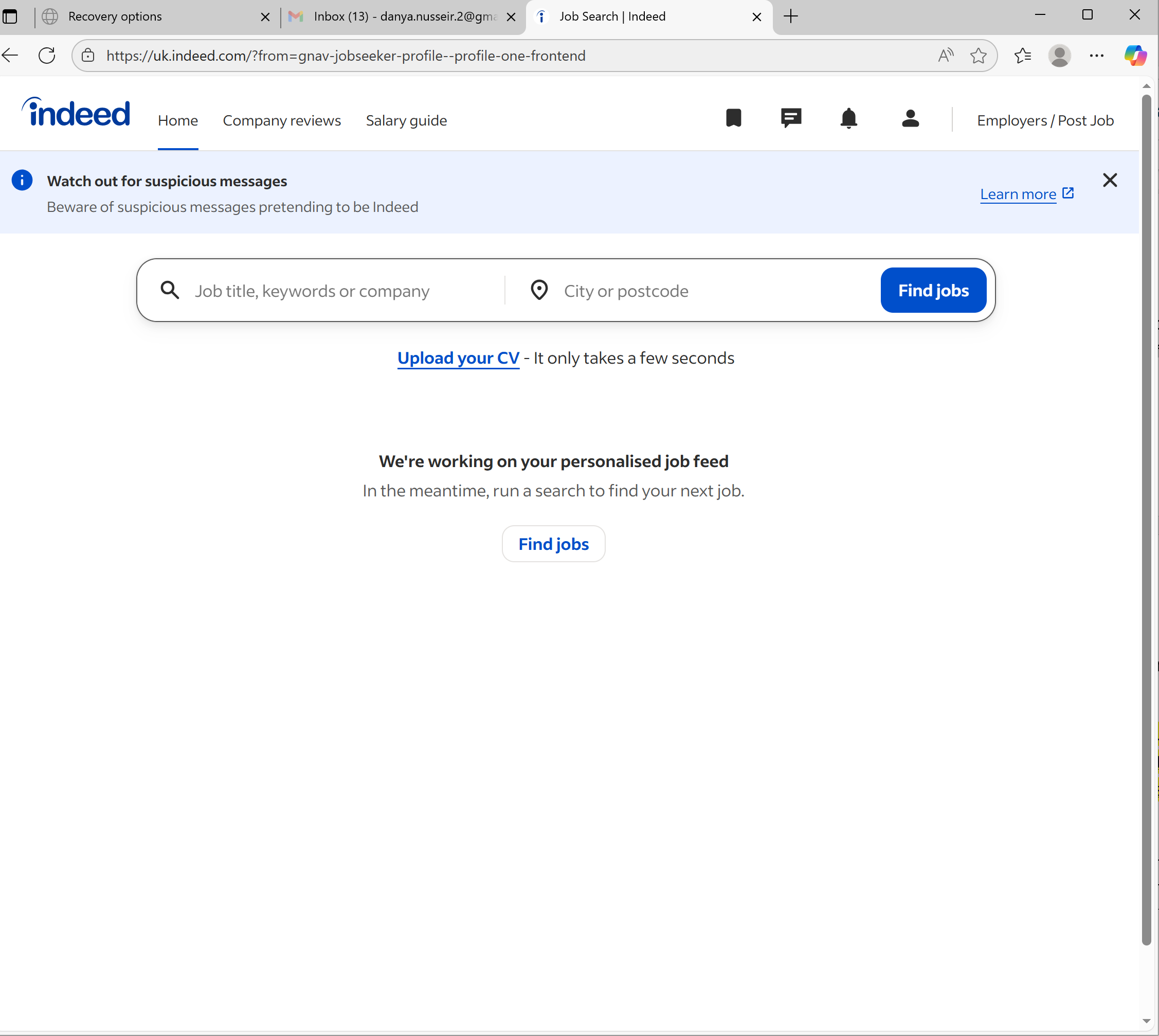 Step 8- Creating an account on Indeed