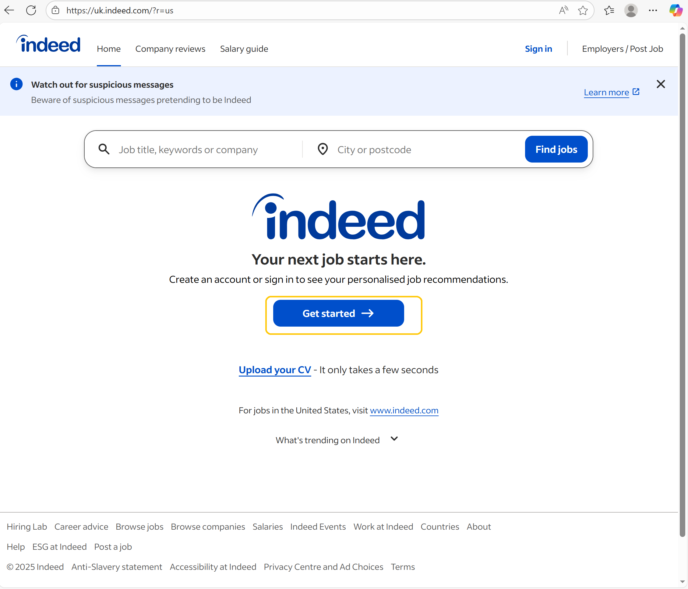 Step 1- Creating an account on Indeed