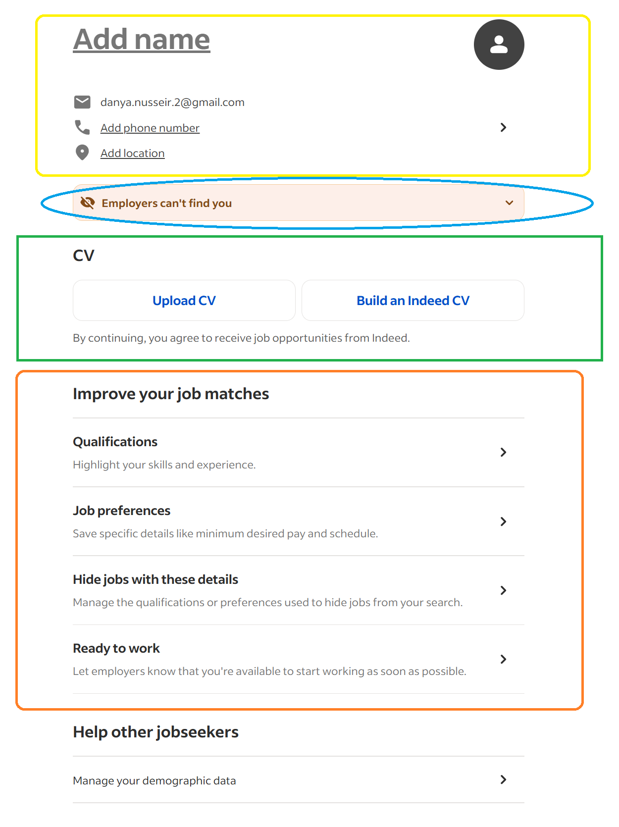 Indeed profile components