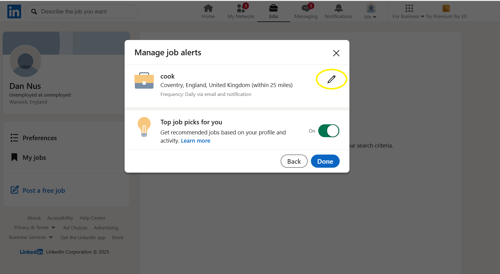Step 4- Setting up job alerts on LinkedIn