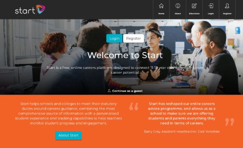 Image of Start webpage