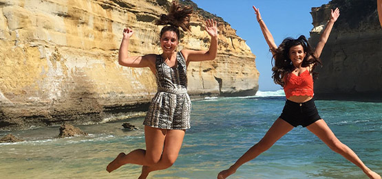 Students jumping with joy