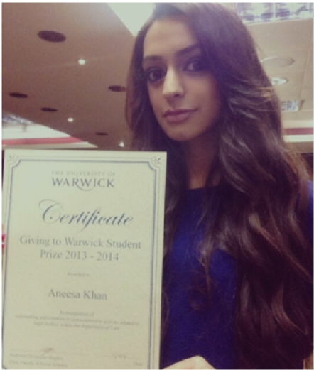 aneesa khan with certificate