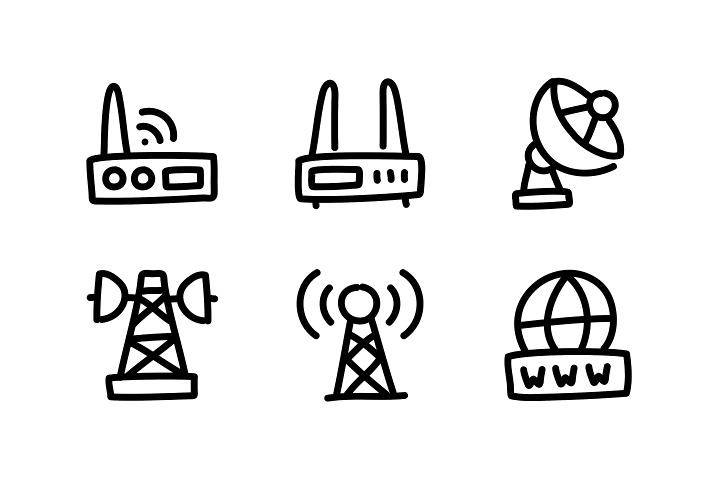 Decortive images or hand-drawn technology icons/