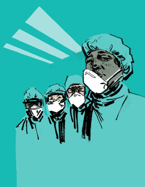 Medical staff masked up