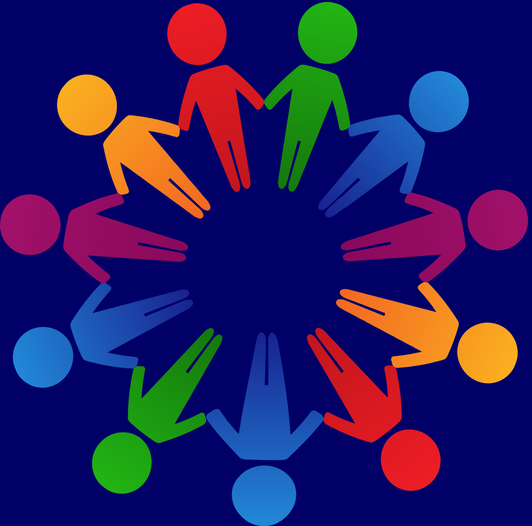 Stylised people holding hands