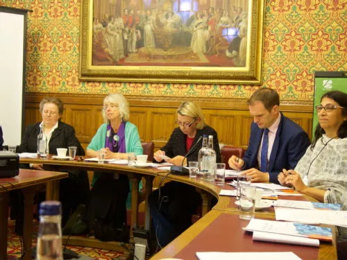 left to right (Caroline Abrahams – Age UK, Baroness Ruth Lister, Barbara Keely MP, Dr. Dan Poulter MP, Prof Shirin Rai (University of Warwick)