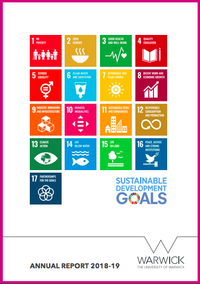 Image of the SDG Report Cover with colorful boxes of each SDG