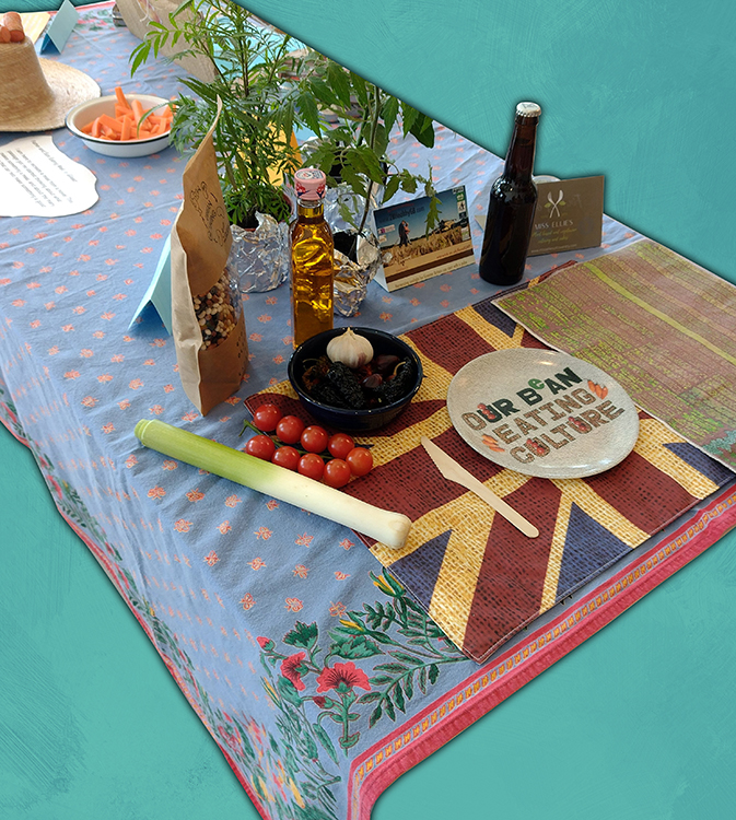 Local beans and dinner place setting