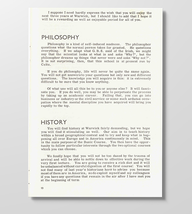 Page from early Student handbook