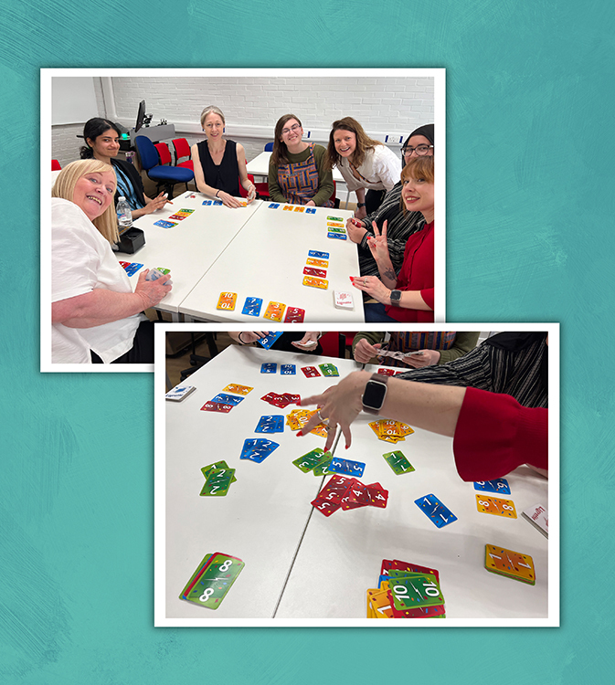 The professional services team playing Ligretto