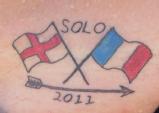 Andrew Vidler: Andrew's flag tattoo incorporates an arrow - a reference to his wife who supported him throughout.