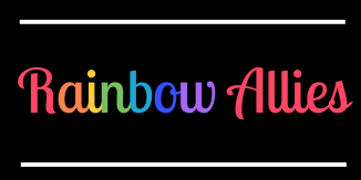 The words Rainbow Allies written in rainbow colours.