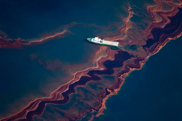 An aerial view of the oil spill from the Deepwater Horizon well into the Gulf of Mexico Credit: REUTERS