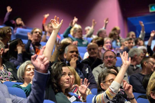 Conference delegates raising their hands