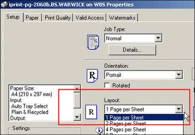 Select number of pages per side